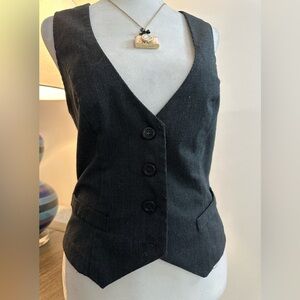 Forever Black/White Pin-Striped Vest - No Size Tag